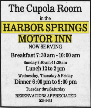 Best Western Of Harbor Springs (Harbor Springs Motor Lodge, Harbor Springs Motor Inn) - June 1977 Ad